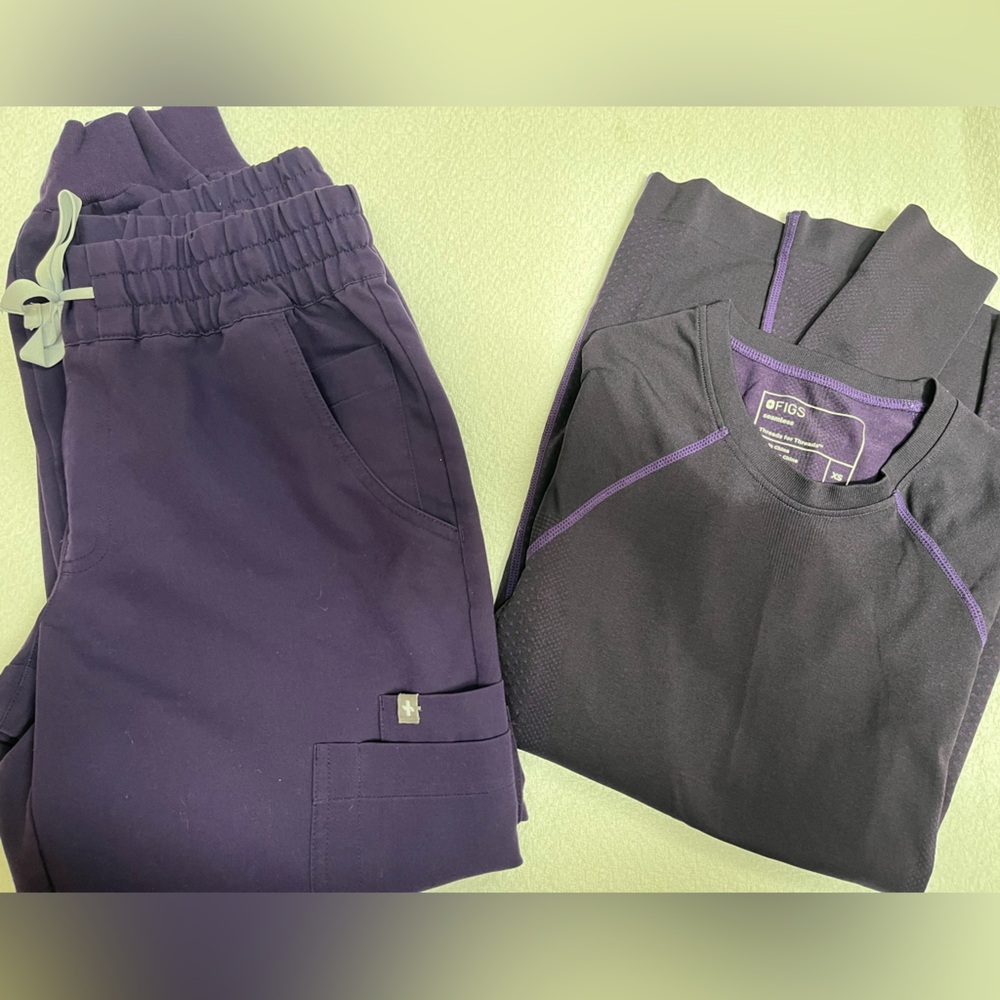 Figs Women's Dark Purple Scrub Set - Deep Violet Pants & Top
